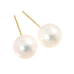 Akoya Pearl 8.5mm Earrings Pierced 18K YG 750
